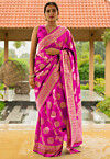 Woven Art Silk Saree in Fuchsia
