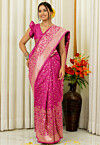Woven Art Silk Saree in Fuchsia