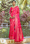 Woven Art Silk Saree in Fuchsia