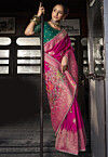 Woven Art Silk Saree in Fuchsia
