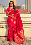Woven Art Silk Saree in Fuchsia