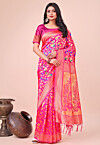 Woven Art Silk Saree in Fuchsia