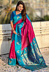 Woven Art Silk Saree in Fuchsia