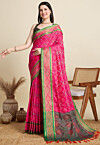 Woven Art Silk Saree in Fuchsia