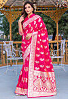 Woven Art Silk Saree in Fuchsia