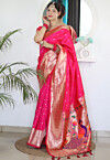 Woven Art Silk Saree in Fuchsia