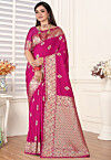 Woven Art Silk Saree in Fuchsia