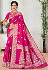 Woven Art Silk Saree in Fuchsia