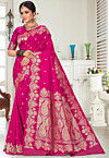 Woven Art Silk Saree in Fuchsia