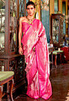 Woven Art Silk Saree in Fuchsia