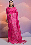 Woven Art Silk Saree in Fuchsia