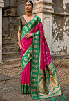 Woven Art Silk Saree in Fuchsia