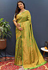 Woven Art Silk Saree in Green