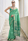 Woven Art Silk Saree in Green