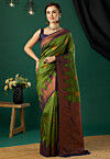 Woven Art Silk Saree in Green