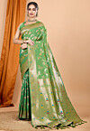 Woven Art Silk Saree in Green