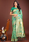 Woven Art Silk Saree in Green