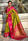 Woven Art Silk Saree in Green