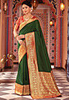 Woven Art Silk Saree in Green