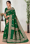 Woven Art Silk Saree in Green