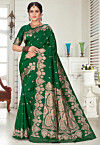 Woven Art Silk Saree in Green