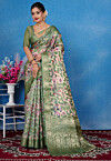 Woven Art Silk Saree in Green
