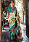 Woven Art Silk Saree in Green