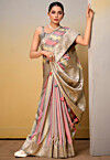 Woven Art Silk Saree in Grey and Multicolor