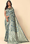 Woven Art Silk Saree in Grey