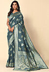 Woven Art Silk Saree in Grey