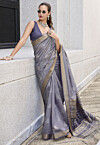 Woven Art Silk Saree in Grey