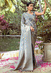Woven Art Silk Saree in Grey