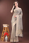 Woven Art Silk Saree in Grey