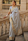 Woven Art Silk Saree in Grey