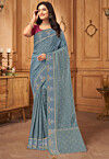 Woven Art Silk Saree in Grey