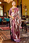 Woven Art Silk Saree in Grey