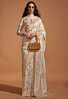 Woven Art Silk Saree in Light Beige
