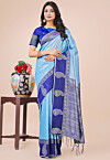 Woven Art Silk Saree in Light Blue