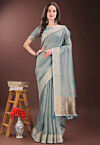 Woven Art Silk Saree in Light Blue