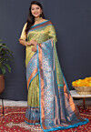 Woven Art Silk Saree in Light Green