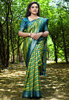 Woven Art Silk Saree in Light Green