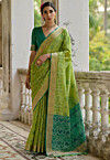 Woven Art Silk Saree in Light Green