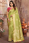 Woven Art Silk Saree in Light Green