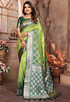 Woven Art Silk Saree in Light Green