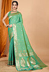 Woven Art Silk Saree in Light Green