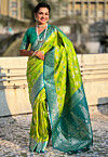 Woven Art Silk Saree in Light Green