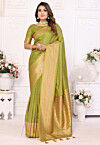 Woven Art Silk Saree in Light Green