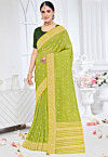 Woven Art Silk Saree in Light Green
