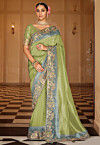 Woven Art Silk Saree in Light Green