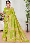 Woven Art Silk Saree in Light Green